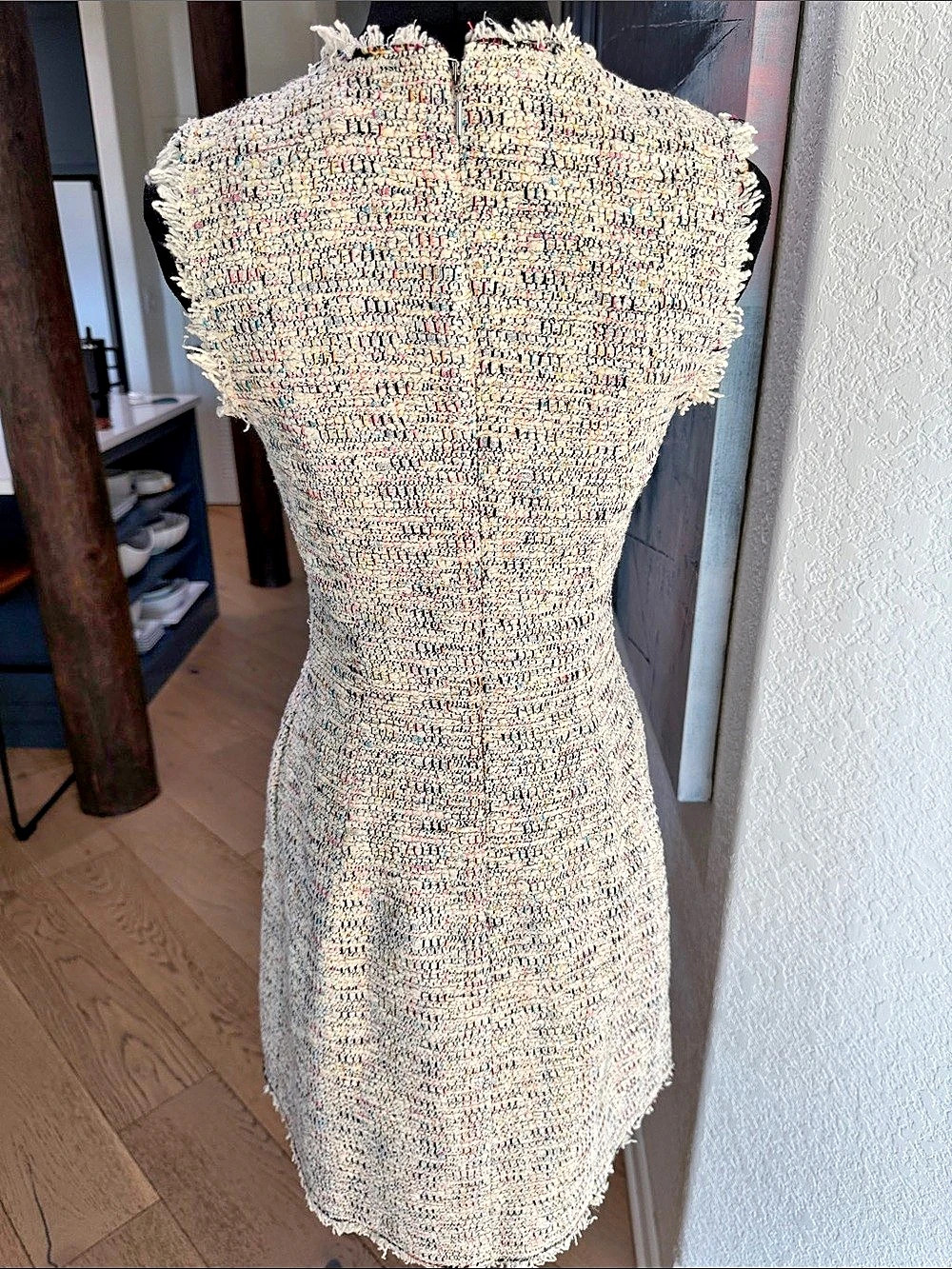 Rebecca Taylor Boucle Tweed Mini Dress in Pink & Cream Size 2 - Picture 4 of 11